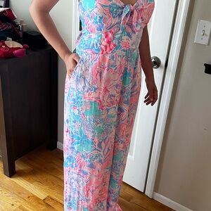 Lilly Pulitzer Pink and Blue Floral Jumpsuit